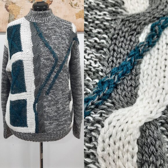 Vtg 70s thick knit mock neck sweater - Sears Roebuck brand - Picture 1 of 11